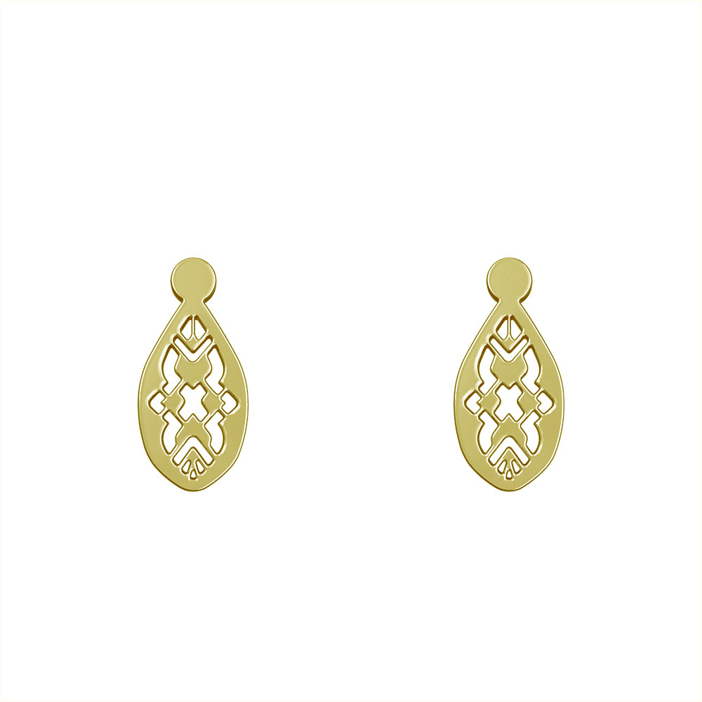 گوشواره طلا 18 عیار زنانه مدوپد مدل اشک اسلیمی کد GA1-10262