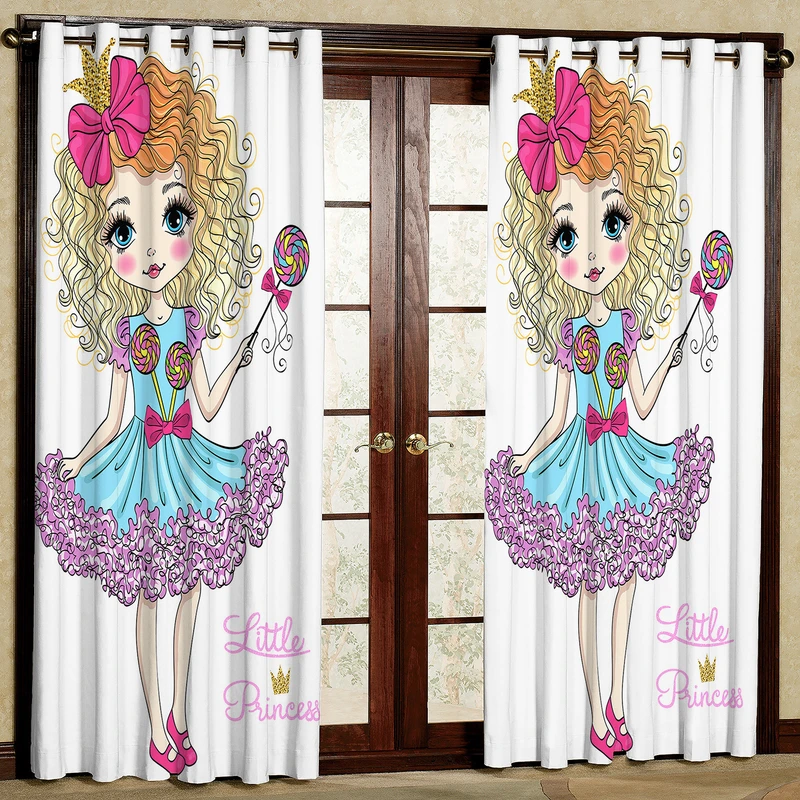 پرده مدل دختر مو فرفری مخمل پانچی کد 2644a سایز 200x140 سانتی متر