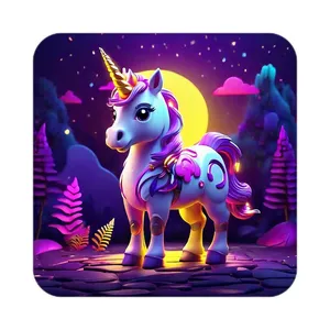 زیر لیوانی کاکتی طرح اسب تک شاخ و یونیکورن مدل mp30739