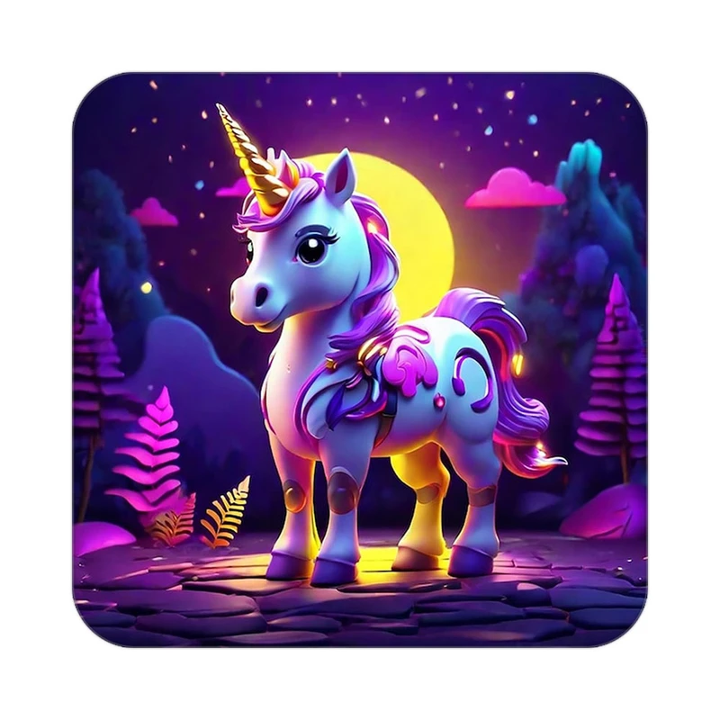 زیر لیوانی کاکتی طرح اسب تک شاخ و یونیکورن مدل mp30739