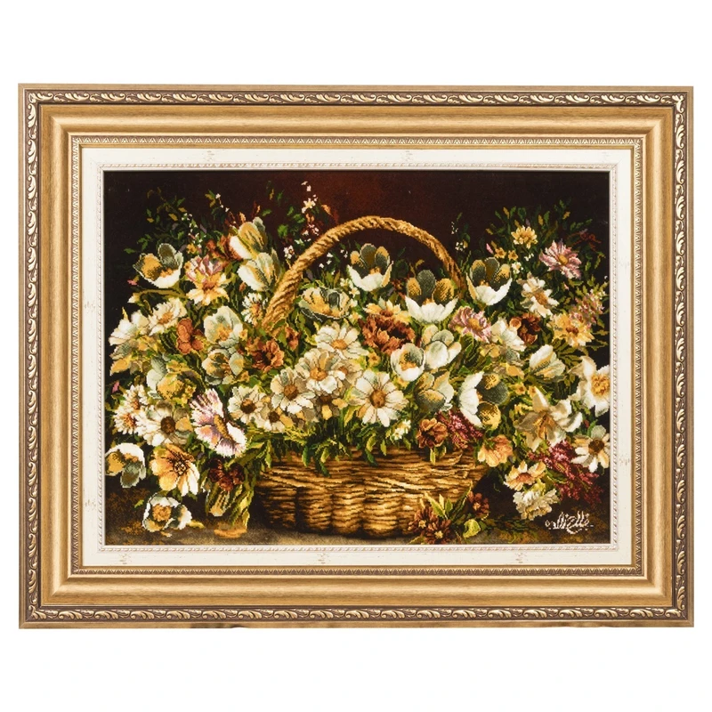 تابلو فرش دستباف سی پرشیا طرح گل در سبد کد 904140