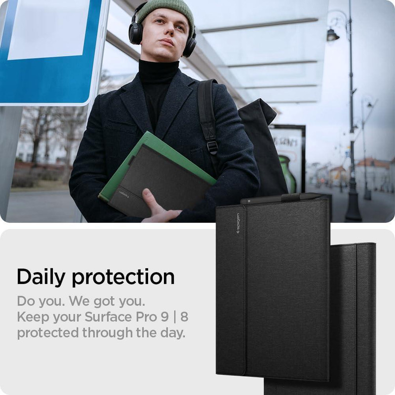 کیف کلاسوری اسپیگن مدل Stand Folio مناسب برای تبلت مایکروسافت Surface Pro 8 / 9