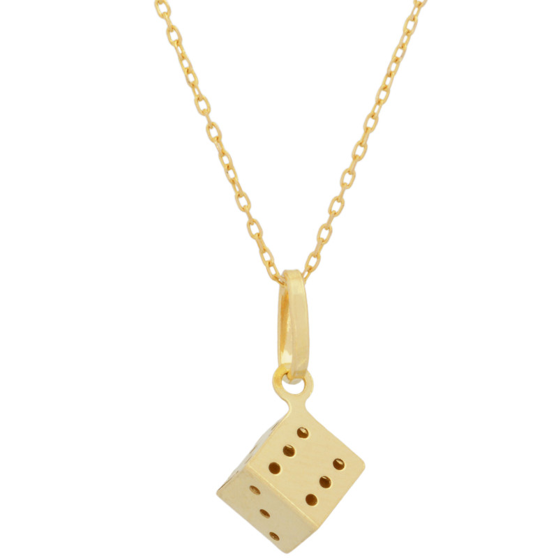 گردنبند طلا 18 عیار زنانه با طرح حلقه‌ای (فلامینگو) طلای مستجابی مدل تاس کد 1