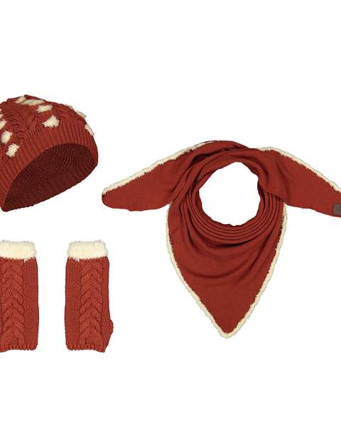 ست کلاه و شال گردن و دستکش بافتنی زنانه رویا مدل 15043-61