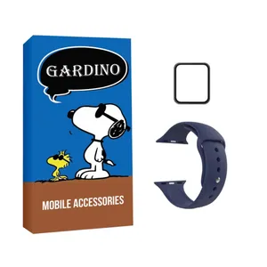 بند گاردینو مدل سیلیکونی مناسب برای اپل واچ سری 6 سایز 42 میلی متری به همراه محافظ صفحه نمایش