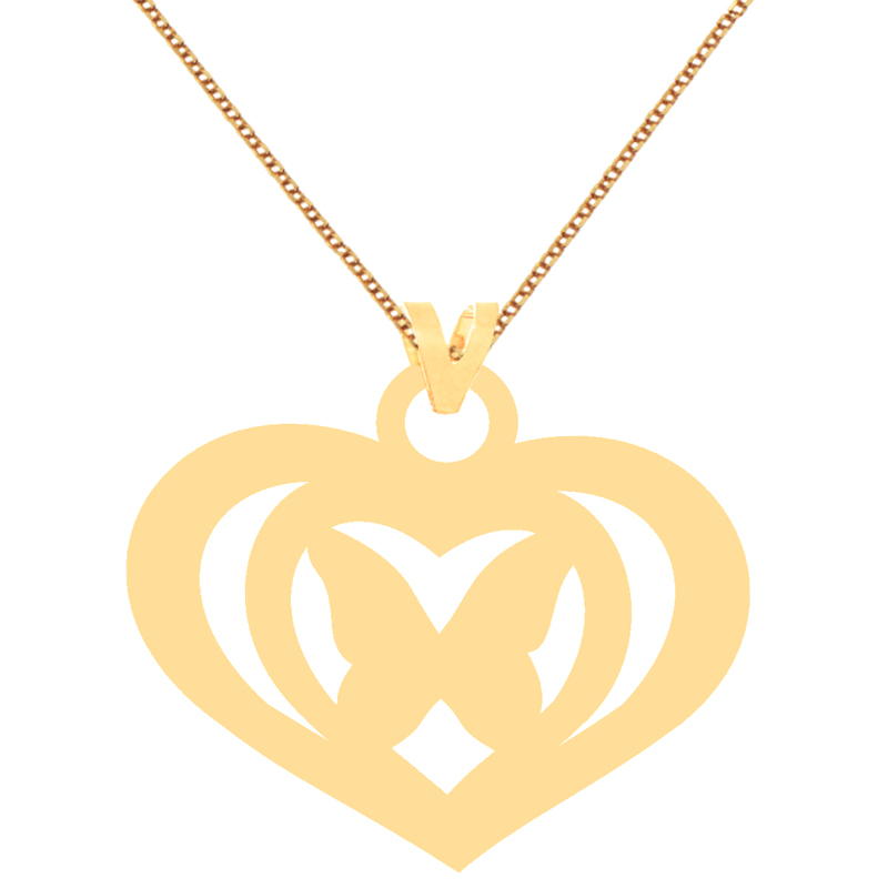 گردنبند طلا 18 عیار زنانه کرابو طرح قلب و پروانه مدل Kr70631