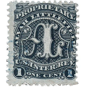 تمبر یادگاری مدل مهر خورده مالیاتی سال 1871 کد RS164b