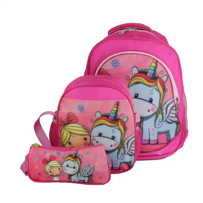 کوله پشتی طرح اسب تک شاخ به همراه جامدادی و کیف غذا