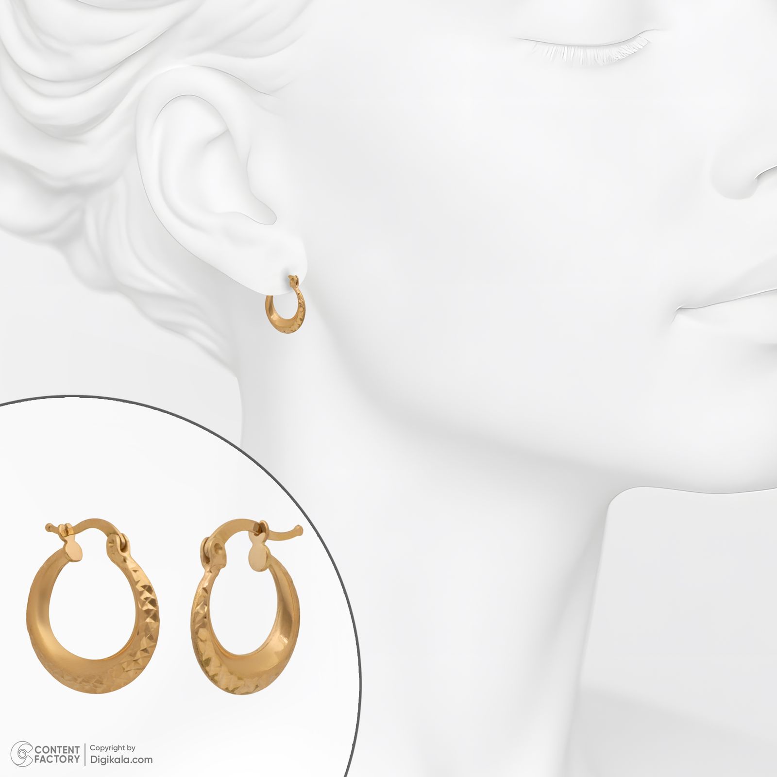 گوشواره کلیپسی طلا 18 عیار زنانه حافا گلد مدل e013 - - 7