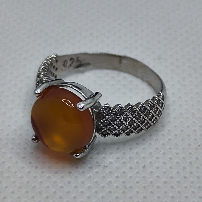 انگشتر نقره زنانه نقره جات بافندگان مدل عقیق یمانی کد 55