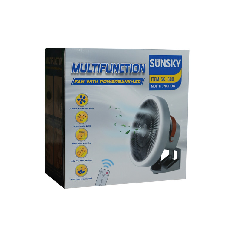 پنکه شارژی سان اسکای مدل SK-680 ظرفیت 4000 میلی آمپر ساعت