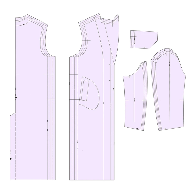 الگو خیاطی پالتو یقه انگلیسی و شلوار جین سایز 36 الی 48
