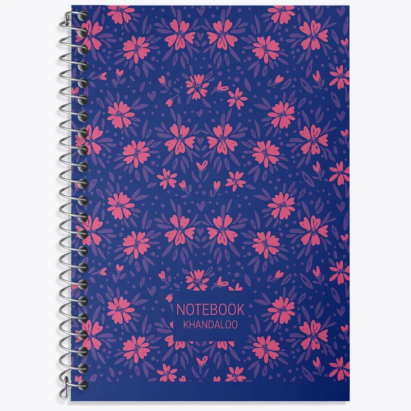 دفتر زبان 50 برگ خندالو مدل سه خط طرح گل گلی کد N678