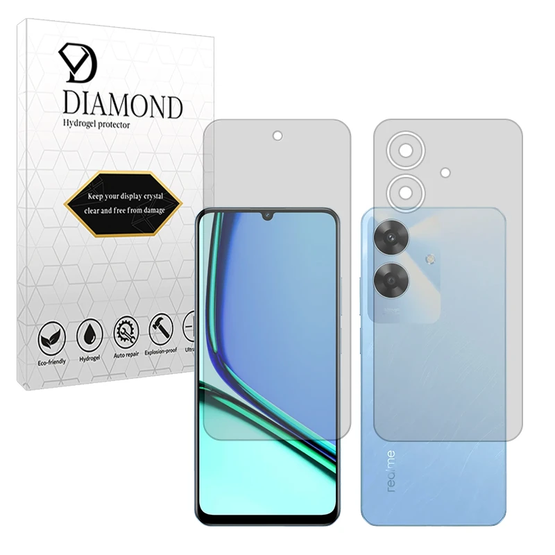 محافظ صفحه نمایش شفاف دیاموند مدل Tough مناسب برای گوشی موبایل ریلمی Note 60 به همراه محافظ پشت گوشی