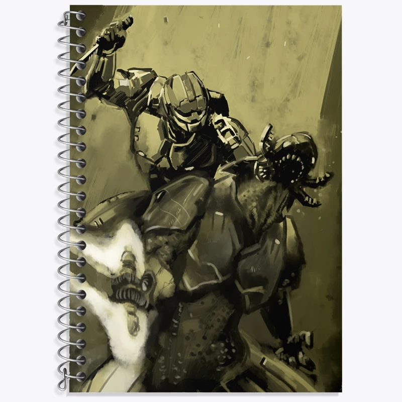 دفتر زبان 50 برگ خندالو مدل سه خط طرح بازی هیلو (Halo) کد 31497