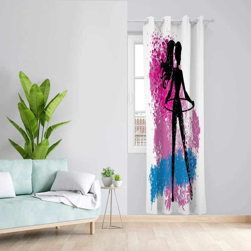 پرده طرح دختر مدل مخمل پانچی کد 2036 z سایز 140x200 سانتی متر