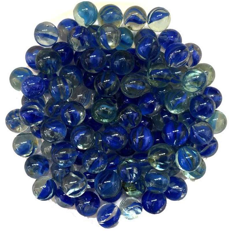 تیله شیشه ای گلدونه مدل سه پر آبی بسته 50 عددی