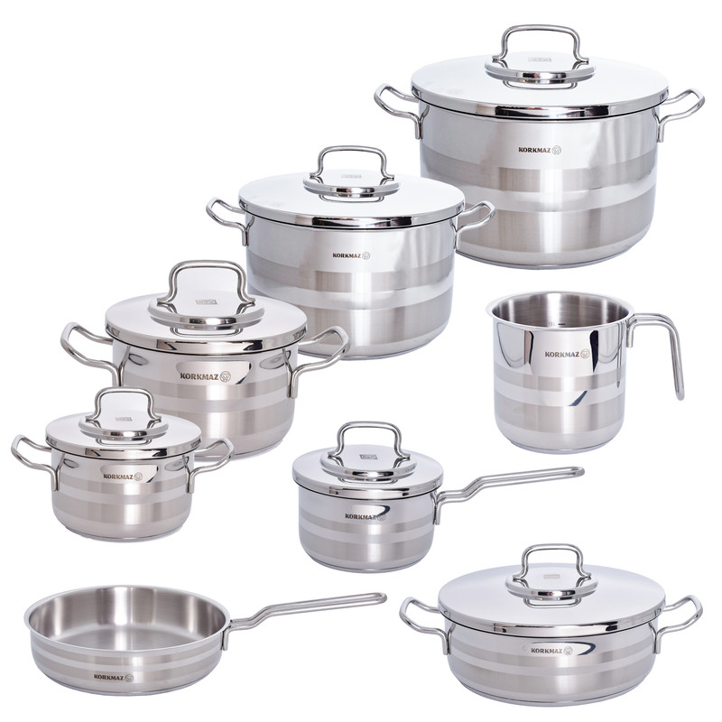 سرویس قابلمه و تابه استیل 14 پارچه کرکماز مدل ASTRON کد 2053