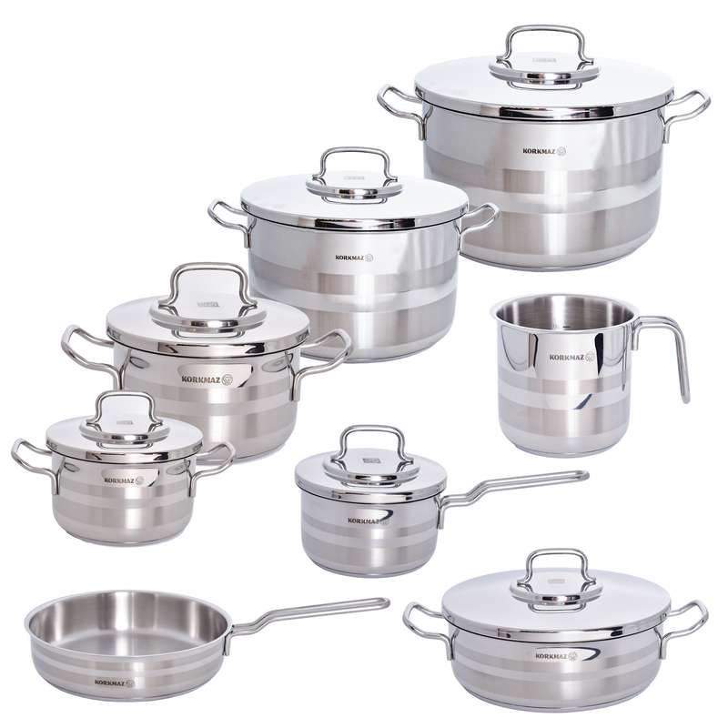 سرویس قابلمه و تابه استیل 14 پارچه کرکماز مدل ASTRON کد 2053 سرویس قابلمه و تابه استیل 14 پارچه کرکماز مدل ASTRON کد 2053