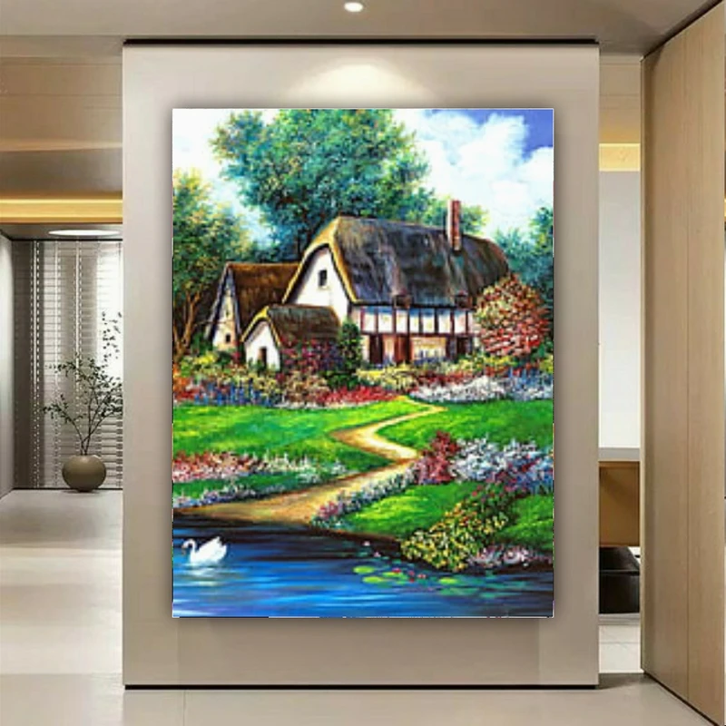 تابلو بوم طرح خانه روستایی مدل کلبه دلنشین کد BK24228