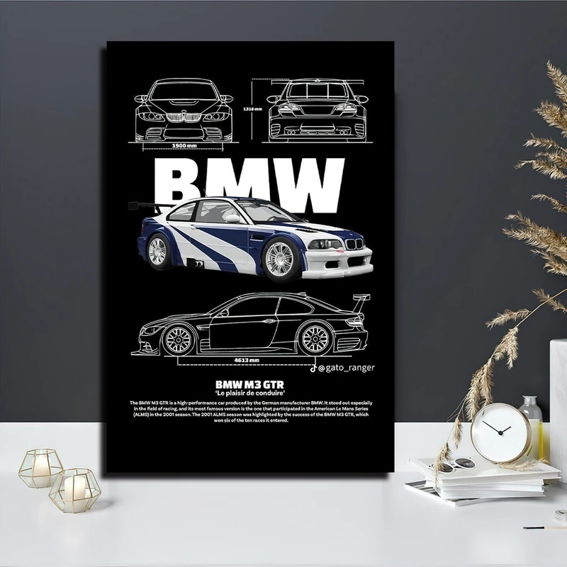 تابلو شاسی بکلیت طرح ماشین BMW M3 GTR مدل SH-S10697