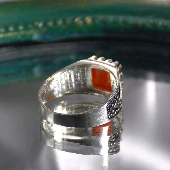 انگشتر نقره مردانه مدل سنگ عقیق کد 22