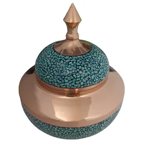 قندان فیروزه کوبی مسی طرح سلجوقی مدل k138