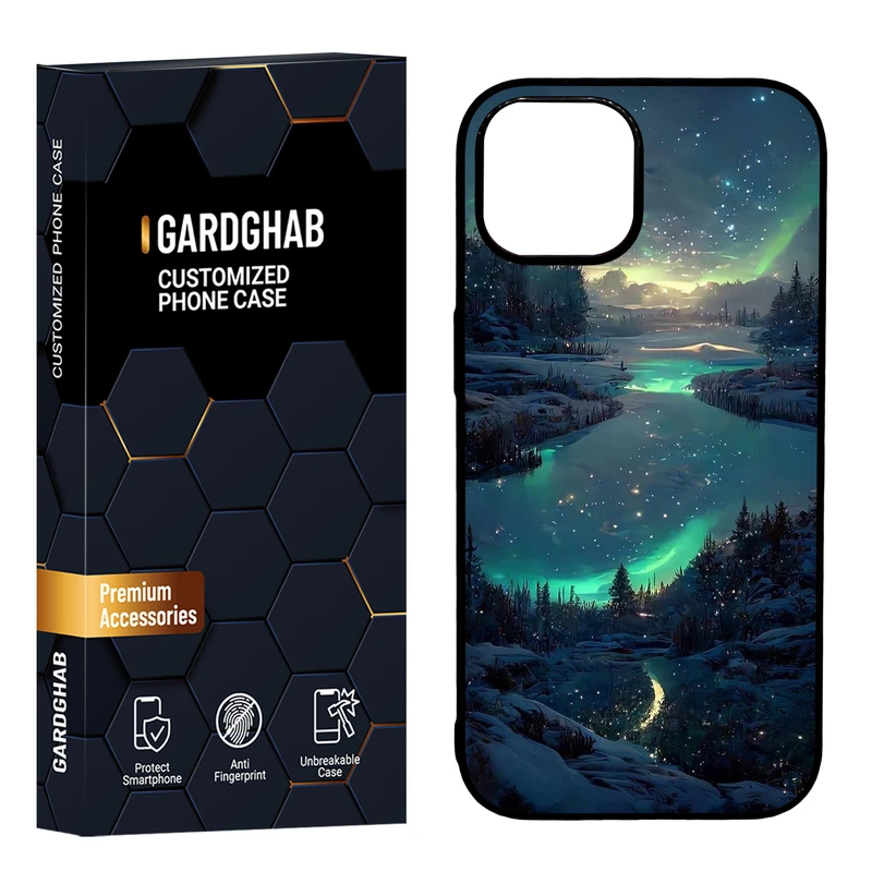 کاور گارد قاب مدل دور ژله ای پشت گلس طبیعت مناسب برای گوشی موبایل اپل iPhone 15 