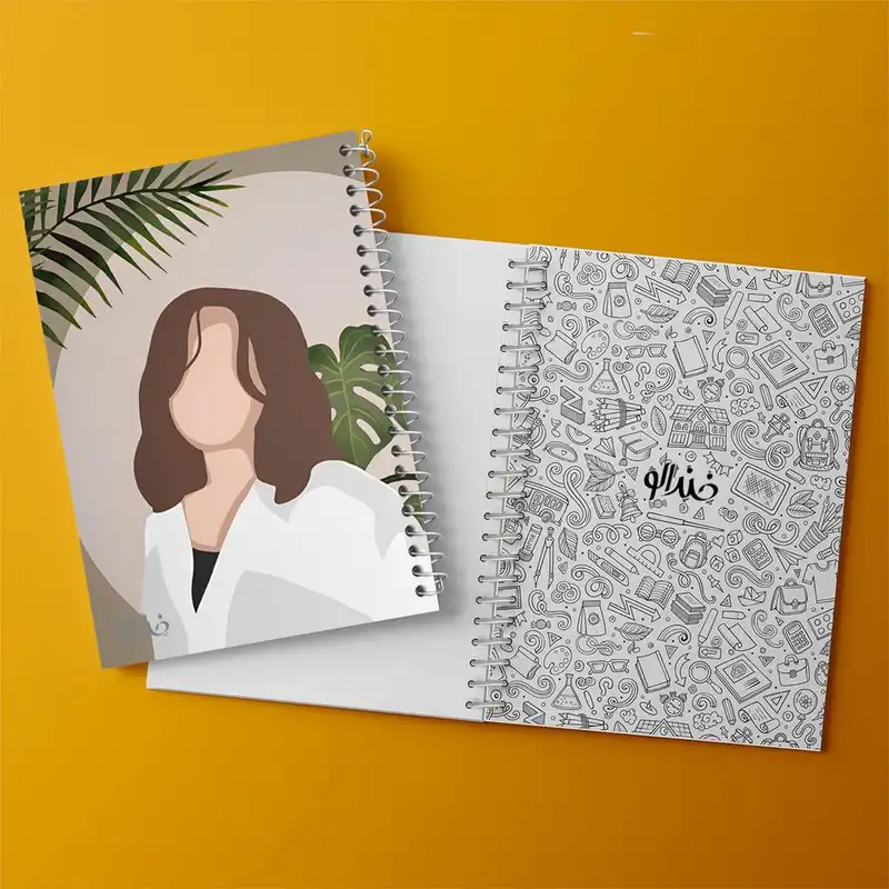 دفتر زبان 50 برگ خندالو مدل سه خط طرح مینیمال دخترانه کد 28703