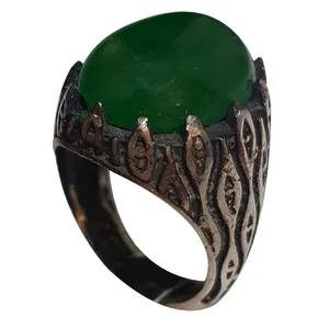 انگشتر نقره مردانه مدل زمرد هندوستان ZH212230