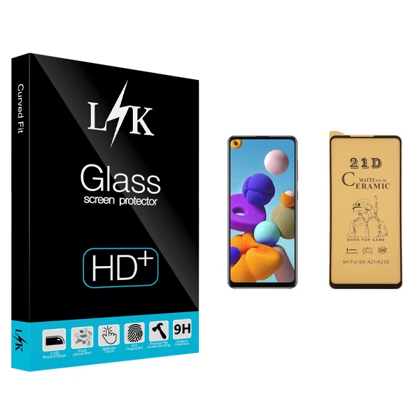 محافظ صفحه نمایش سرامیکی ال کی مدل +LITE مناسب برای گوشی موبایل سامسونگ Galaxy A21