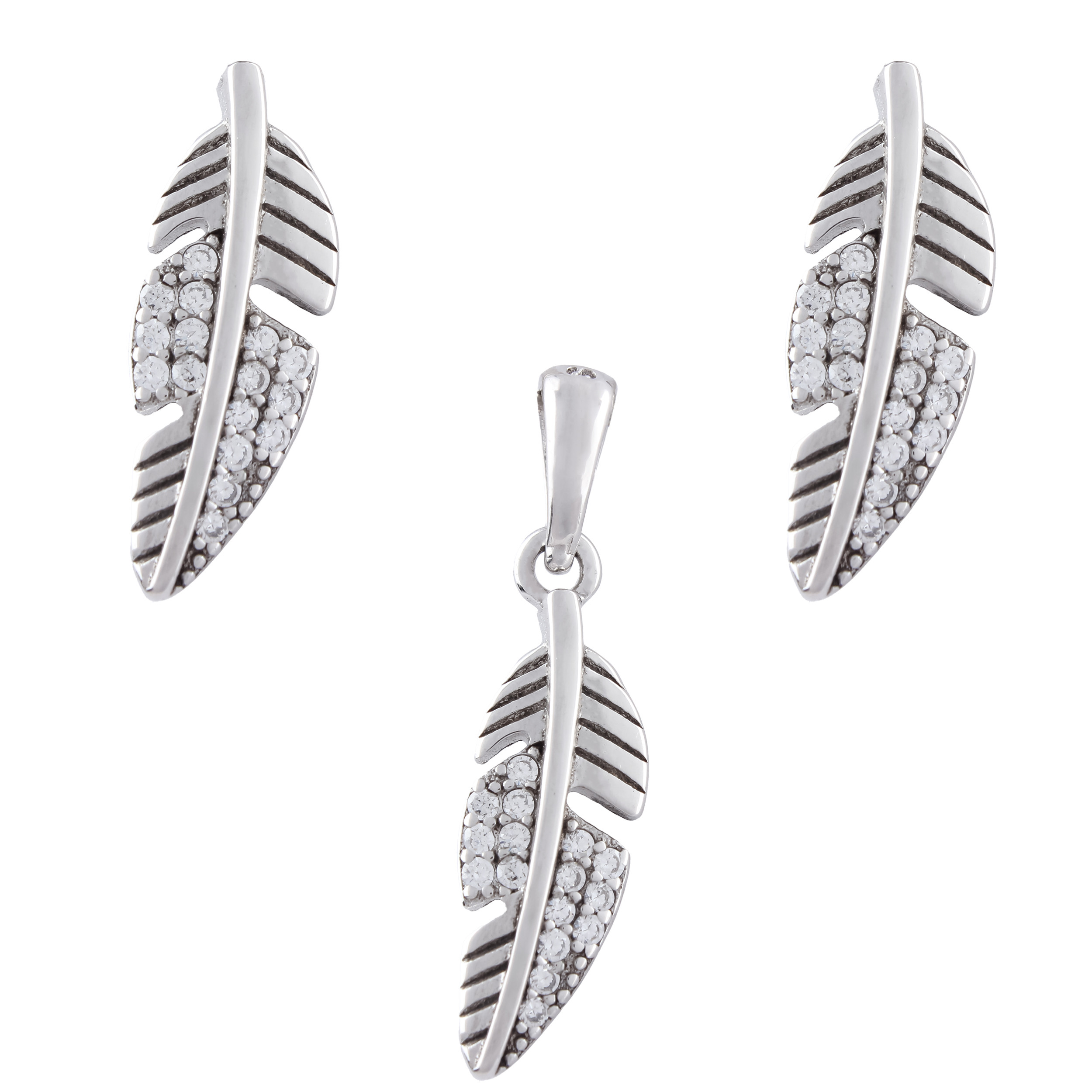 نیم ست نقره زنانه مدل برگ کد SHS-39 نیم ست نقره زنانه مدل برگ کد SHS-39