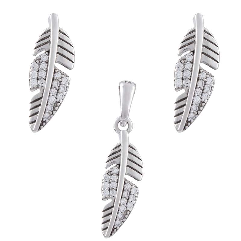 نیم ست نقره زنانه مدل برگ کد SHS-39 نیم ست نقره زنانه مدل برگ کد SHS-39