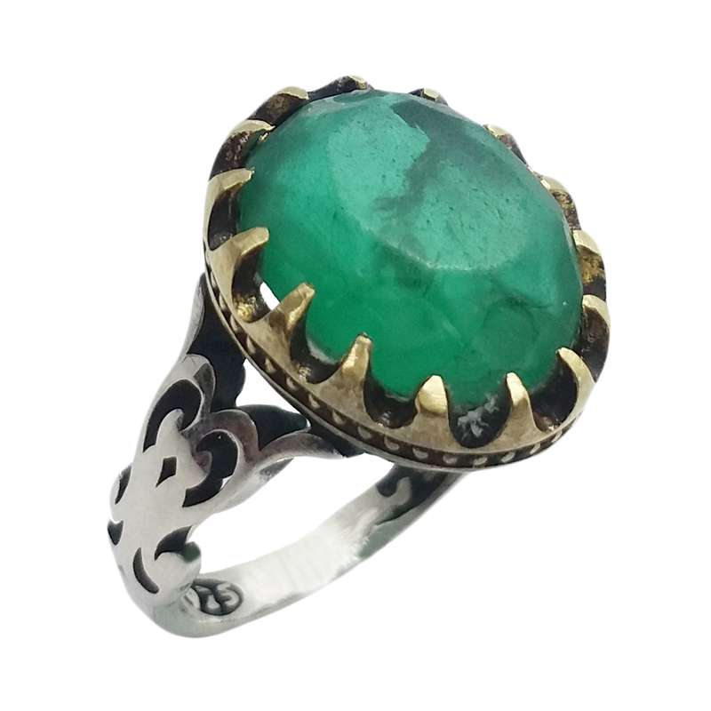 انگشتر نقره مردانه مدل زمرد هندی کد 4164415