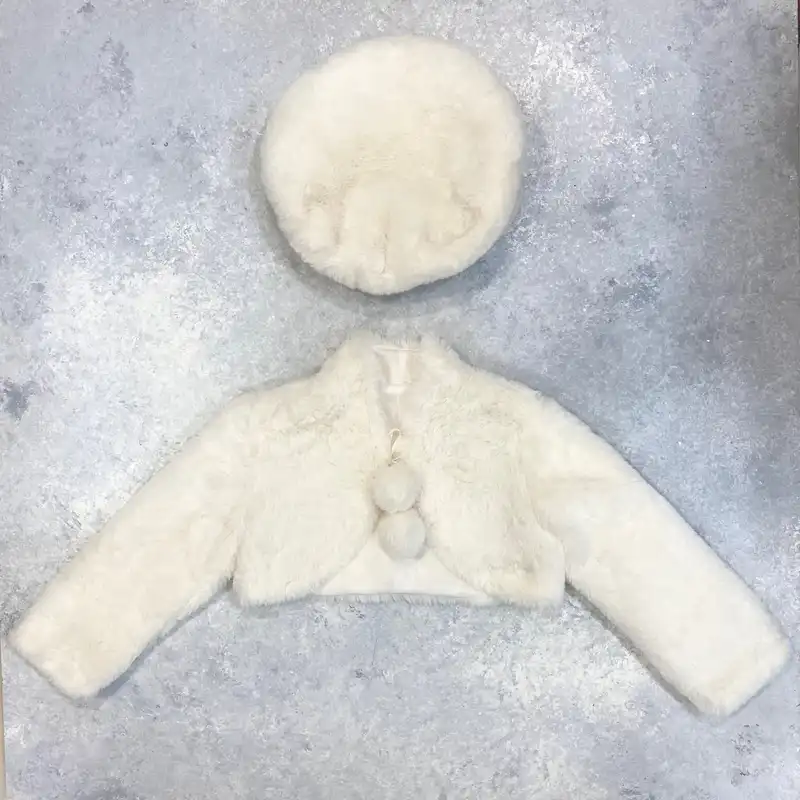 ست کت و کلاه دخترانه ژاکید مدل سپیدار