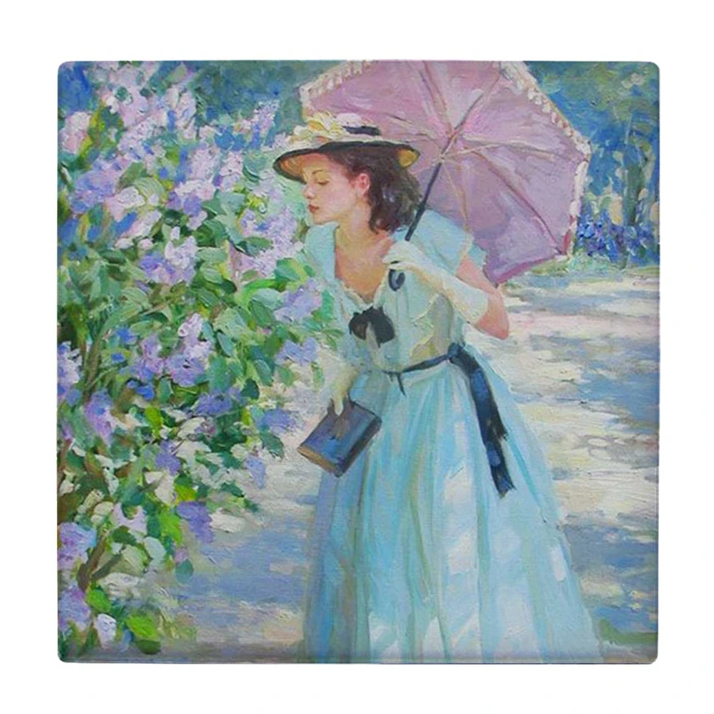 زیر لیوانی طرح بانو و شاخه های گل کد    3865036_2020