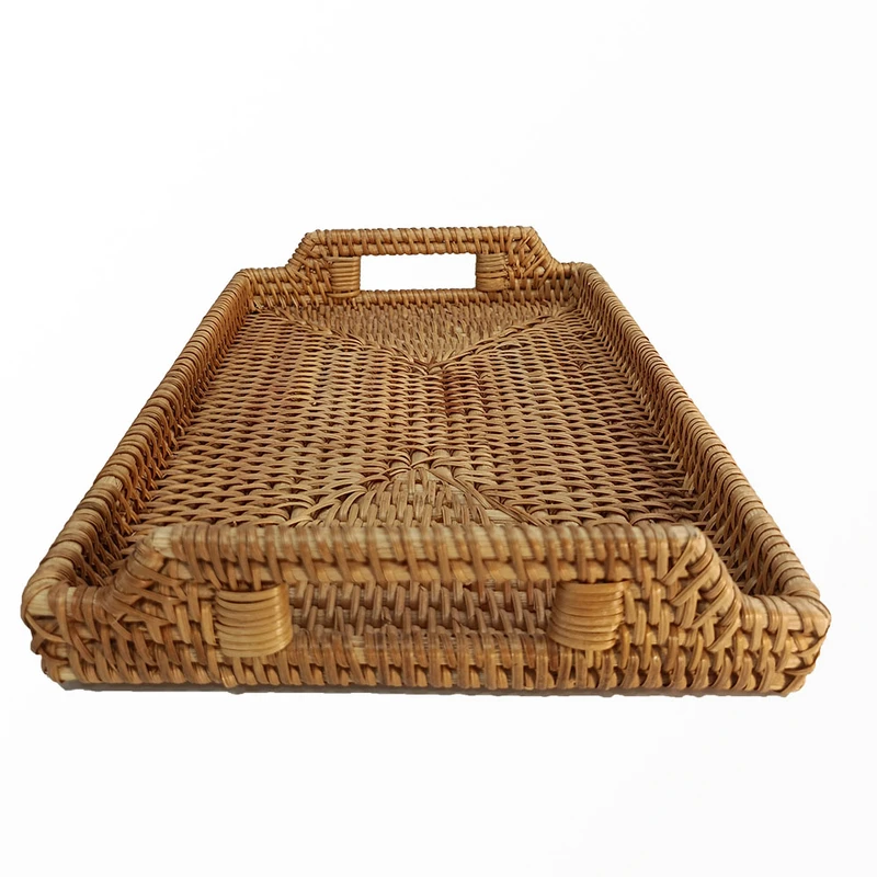 سینی دسته دار مدل حصیری کد 37273 سایز 35*25 سانتی متر