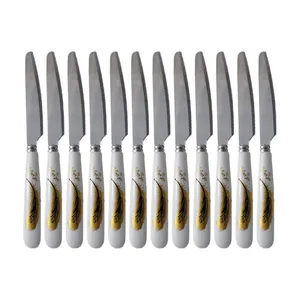 کارد میوه خوری طرح پر طلا کد 104967 مجموعه 12 عددی