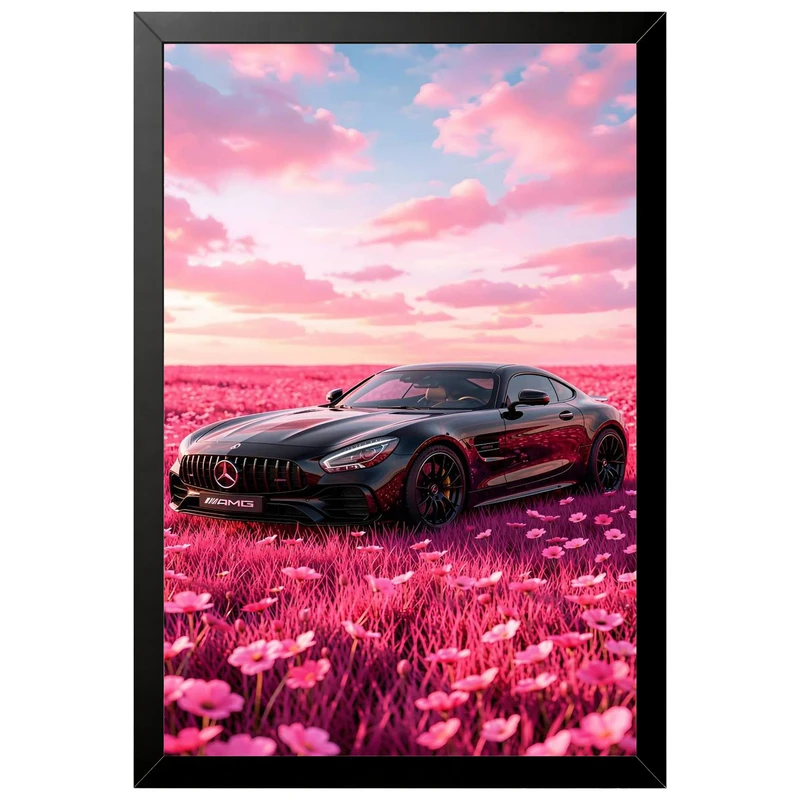 تابلو بکلیت طرح ماشین و خودرو بنز Mercedes-Benz AMG GT مدل B-pe130239 فریم مشکی
