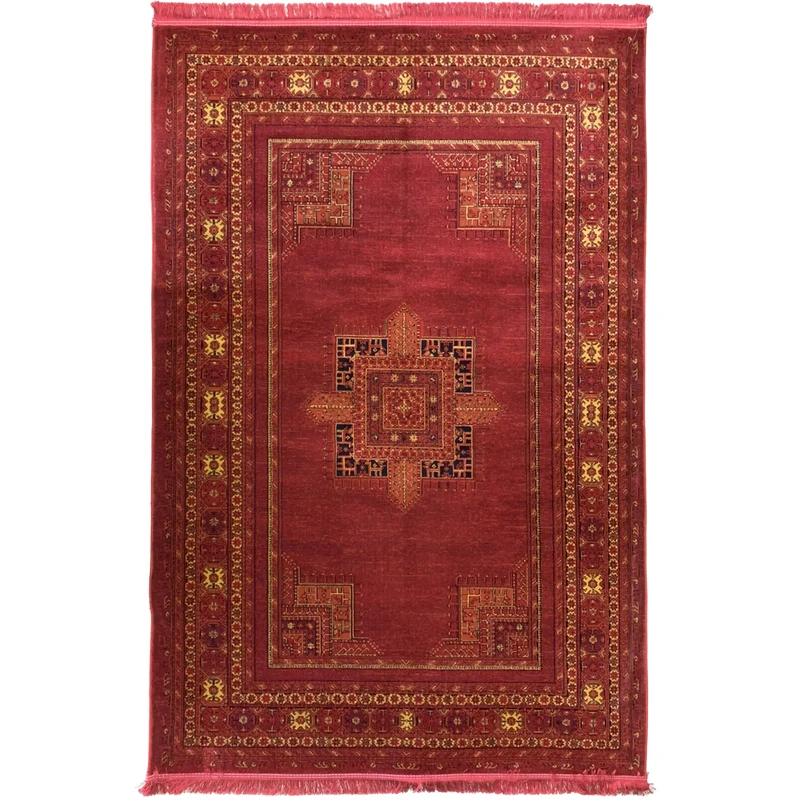 فرش ماشینی 500 شانه لک لک  زمینه لاکی حاشیه لاکی مدل 007