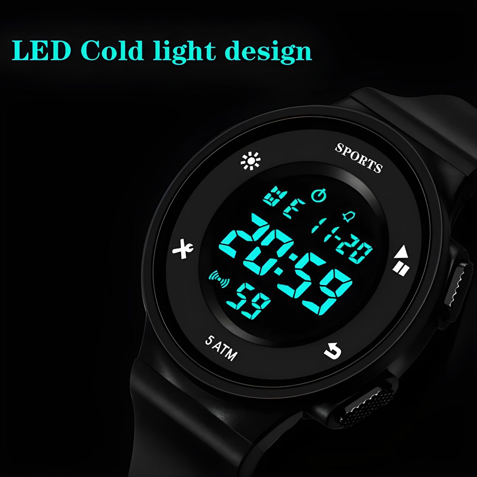 ساعت مچی دیجیتال مدل اسپرت کرنومتر دار بند سیلیکون کد 1 - - 6