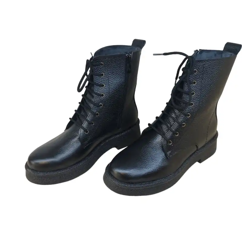 نیم بوت زنانه مدل نلا زیره پفکی چرم طبیعی رنگ مشکی