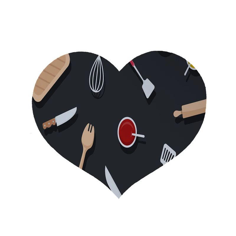 پادری مدل قلب طرح ابزار آشپزی کد 8464 سایز 90 × 90 سانتی متر