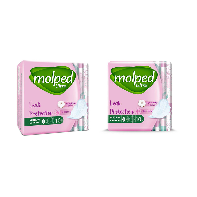 نوار بهداشتی مولپد مدل اولترا سایز متوسط بسته 10 عددی