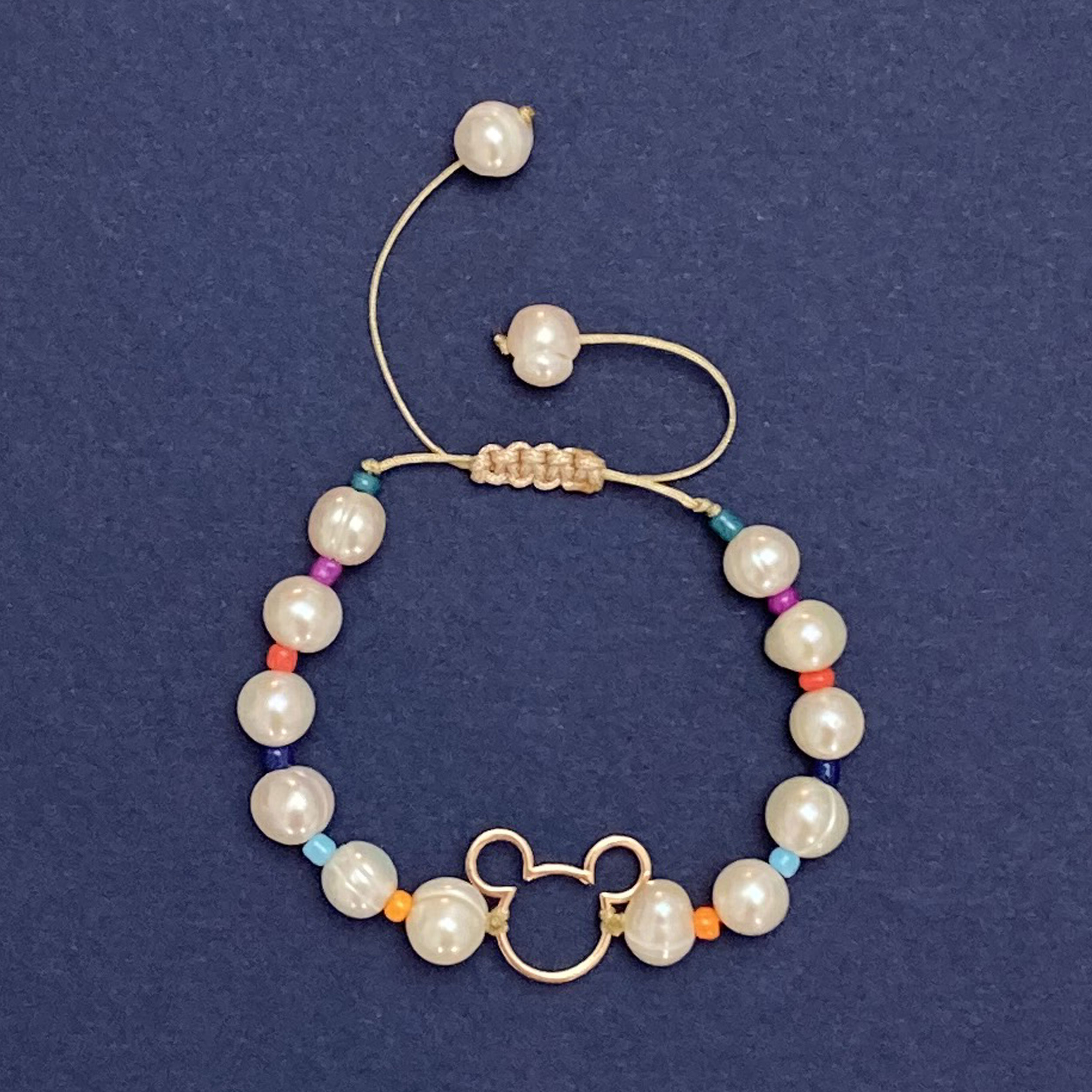 دستبند طلا 18 عیار دخترانه الماسین آذر طرح میکی موس کد MICKEY02