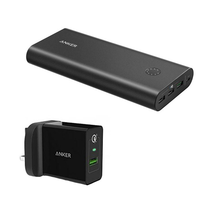 شارژر همراه انکر مدل A1374 PowerCore Plus ظرفیت 26800 میلی آمپر ساعت به همراه شارژر دیواری