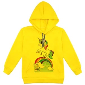 هودی دخترانه مدل تکشاخ F02 رنگ زرد