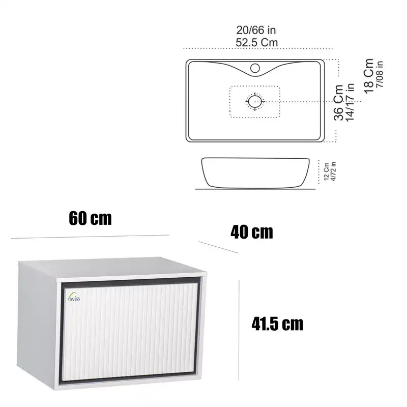 ست کابینت و روشویی توییس مدل tws 1036 -1 M