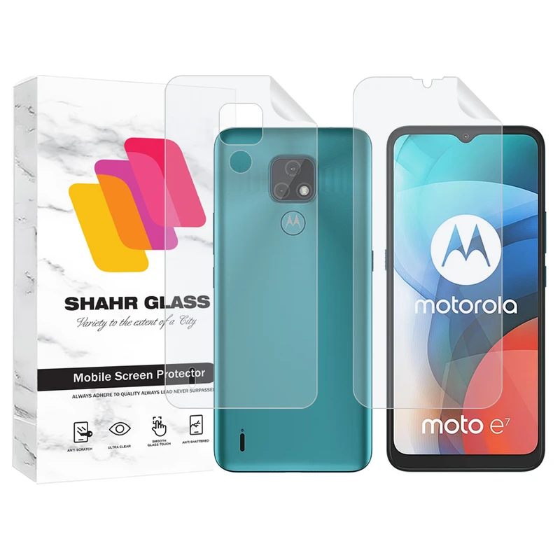  محافظ صفحه نمایش شهر گلس مدل MTNANFBSH مناسب برای گوشی موبایل موتورولا Moto E7 به همراه محافظ پشت گوشی