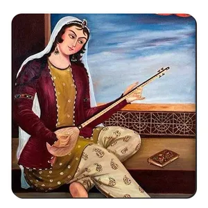  زیر لیوانی طرح خاتون تار نواز کد nzl584